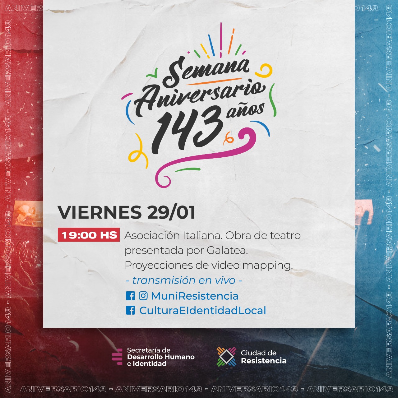 Teatro vía streaming en la Asociación Italiana para celebrar el 143° aniversario de Resistencia